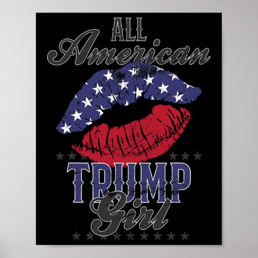 Amerikanische Trump-Girl-USA-Flag-Lips-Abstimmung Poster (Vorne)