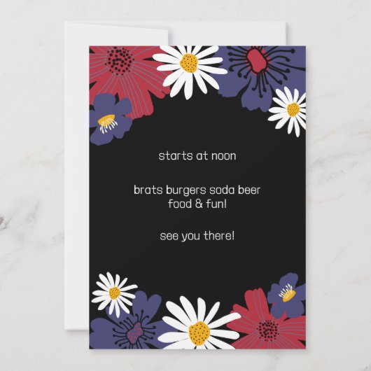 Amerikanische Unabhängigkeitstag 4. Blumenfamilie Einladung (Rückseite)