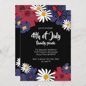 Amerikanische Unabhängigkeitstag 4. Blumenfamilie  Einladung (Vorne/Hinten)