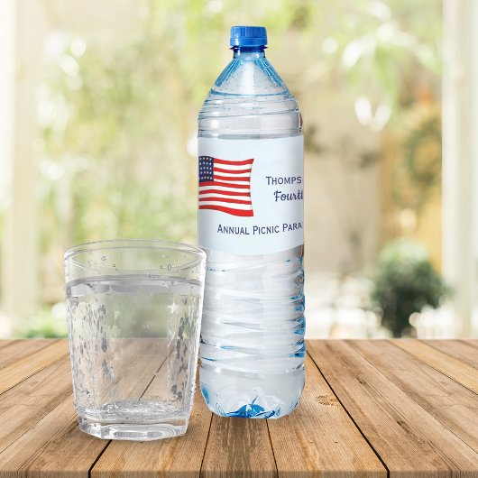 Amerikanische Unabhängigkeitstag America Flag Cust Wasserflaschenetikett