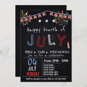 AMERIKANISCHE UNABHÄNGIGKEITSTAG BARBECUE PARTY EI EINLADUNG (Vorne/Hinten)