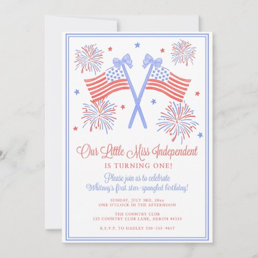 Amerikanische Unabhängigkeitstag Birthday Einladun Einladung (Vorderseite)