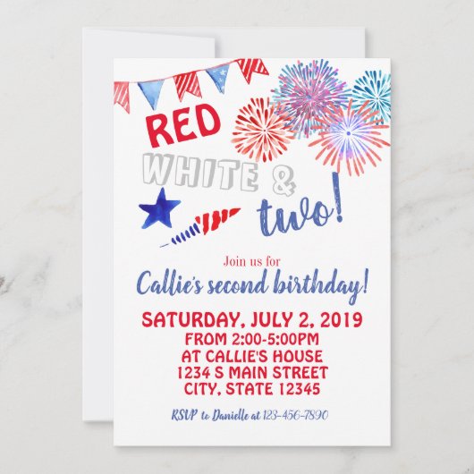 Amerikanische Unabhängigkeitstag Birthday Einladung (Vorderseite)