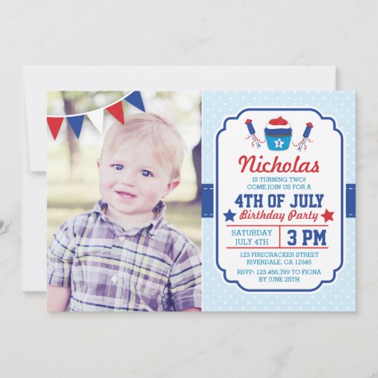 Amerikanische Unabhängigkeitstag Birthday Party Ei Einladung (Vorderseite)