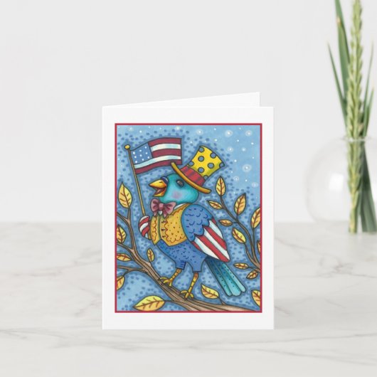 AMERIKANISCHE UNABHÄNGIGKEITSTAG BLUEBIRD TWEETETE FEIERTAGSKARTE (Vorderseite)