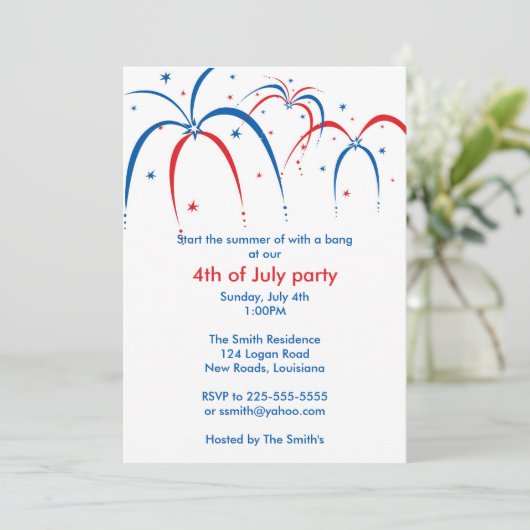 Amerikanische Unabhängigkeitstag Einladung (Stehend Vorderseite)