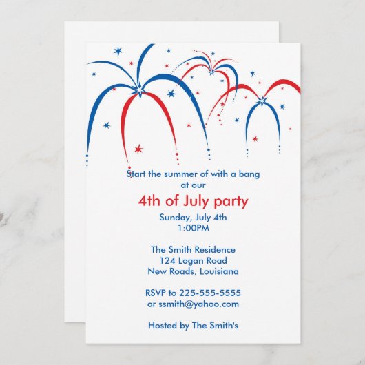 Amerikanische Unabhängigkeitstag Einladung (Vorne/Hinten)