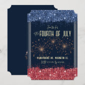 Amerikanische Unabhängigkeitstag Einladung Blue &  (Vorne/Hinten)