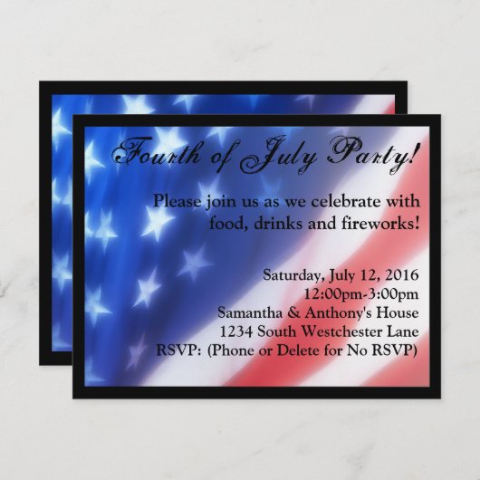 Amerikanische Unabhängigkeitstag Feier Einladung (Vorne/Hinten)