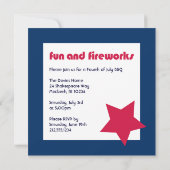 Amerikanische Unabhängigkeitstag Feier Einladung (Rückseite)