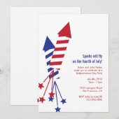 Amerikanische Unabhängigkeitstag Feuerwerkskörper Einladung (Vorne/Hinten)