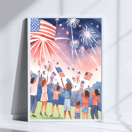Amerikanische Unabhängigkeitstag Fireworks | Water Poster