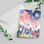 Amerikanische Unabhängigkeitstag Fireworks | Water Postkarte