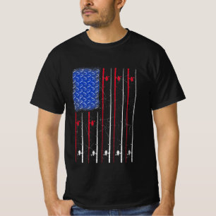 Amerikanische Unabhängigkeitstag Fishing Pole Mens T-Shirt