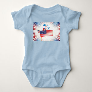 Amerikanische Unabhängigkeitstag-Flag mit Firework Baby Strampler