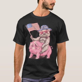 Amerikanische Unabhängigkeitstag Funny Sloth Pig A T-Shirt