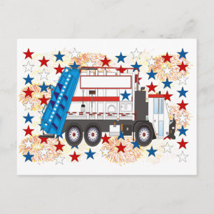 Amerikanische Unabhängigkeitstag Garbage Truck Postkarte