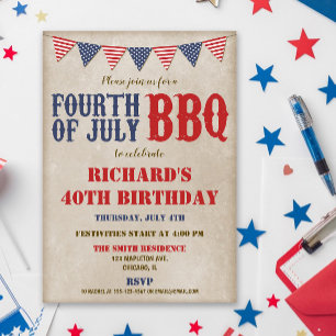Amerikanische Unabhängigkeitstag Geburtstag JEDES Einladung