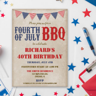 Amerikanische Unabhängigkeitstag Geburtstag JEDES  Einladung