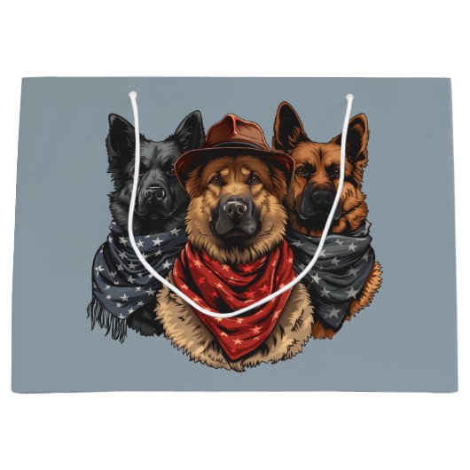 Amerikanische Unabhängigkeitstag German Shepherd H Große Geschenktüte (Vorderseite)