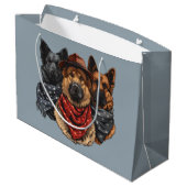 Amerikanische Unabhängigkeitstag German Shepherd H Große Geschenktüte (Rückseite Schrägansicht)