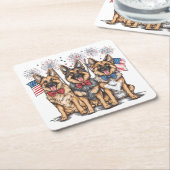 Amerikanische Unabhängigkeitstag German Shepherd H Rechteckiger Pappuntersetzer (angewinkelt)