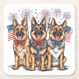 Amerikanische Unabhängigkeitstag German Shepherd H Rechteckiger Pappuntersetzer