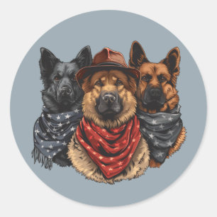 Amerikanische Unabhängigkeitstag German Shepherd H Runder Aufkleber