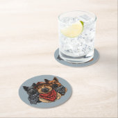 Amerikanische Unabhängigkeitstag German Shepherd H Runder Pappuntersetzer (Vor Ort)