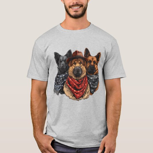 Amerikanische Unabhängigkeitstag German Shepherd H T-Shirt (Vorderseite)