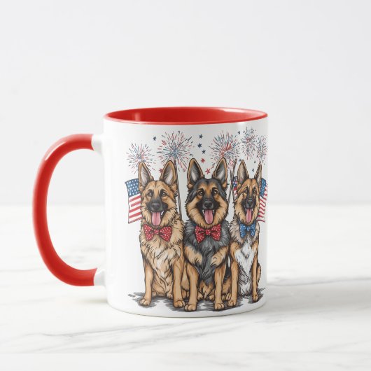 Amerikanische Unabhängigkeitstag German Shepherd H Tasse (Links)