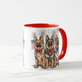 Amerikanische Unabhängigkeitstag German Shepherd H Tasse (VorderseiteRechts)