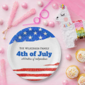 Amerikanische Unabhängigkeitstag Glitzer Amerikani Pappteller (Party)