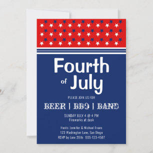 Amerikanische Unabhängigkeitstag GRILLEN Red White Einladung