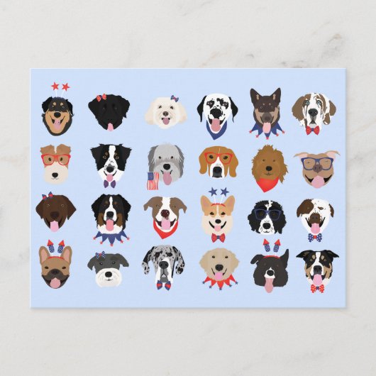 Amerikanische Unabhängigkeitstag-Hundeszenen Postkarte (Vorderseite)