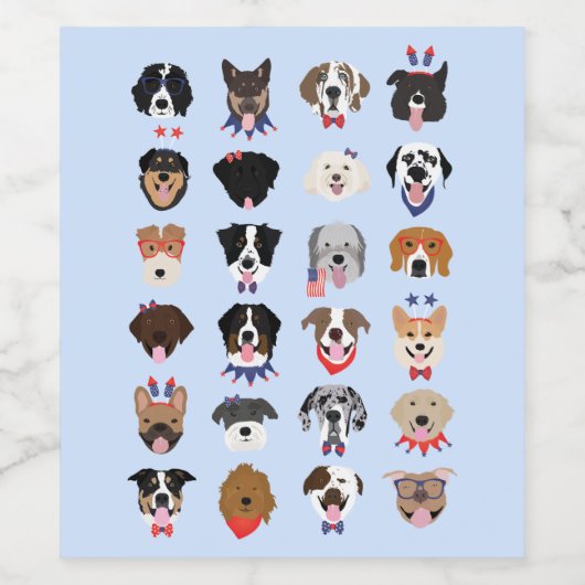 Amerikanische Unabhängigkeitstag-Hundeszenen Weinetikett (Einzelnes Label)