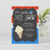 Amerikanische Unabhängigkeitstag Ice Creme Social Einladung (Stehend Vorderseite)