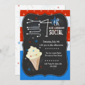 Amerikanische Unabhängigkeitstag Ice Creme Social Einladung (Vorne/Hinten)