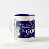 Amerikanische Unabhängigkeitstag-Kaffee: Funny Red Zweifarbige Tasse (Vorderseite Links)