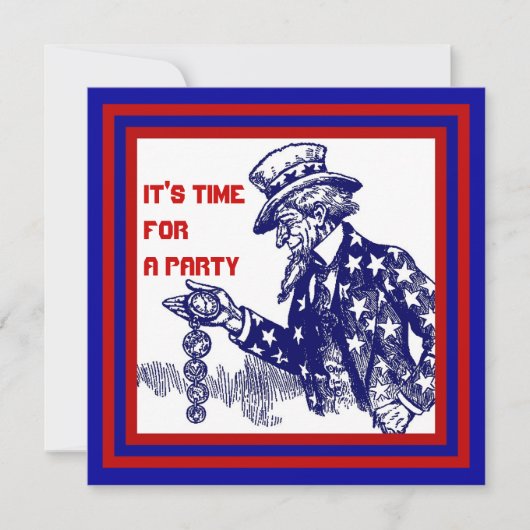 Amerikanische Unabhängigkeitstag PARTY EINLADUNG ~ (Vorderseite)