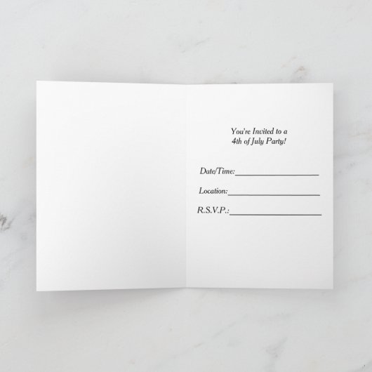Amerikanische Unabhängigkeitstag Party Einladung, Einladung (Innenseite)
