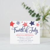 Amerikanische Unabhängigkeitstag-Party Einladung f Postkarte (Stehend Vorderseite)