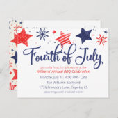 Amerikanische Unabhängigkeitstag-Party Einladung f Postkarte (Vorne/Hinten)