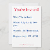 Amerikanische Unabhängigkeitstag-Party Einladungen (Rückseite)