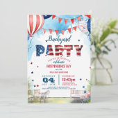 Amerikanische Unabhängigkeitstag Party im Hinterho Einladung (Stehend Vorderseite)