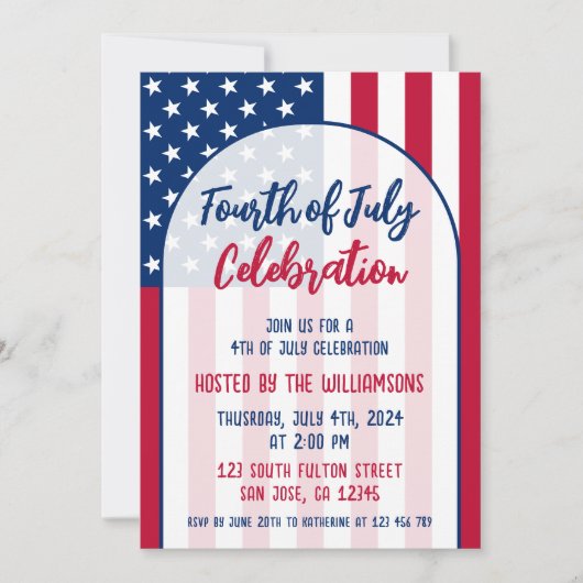 Amerikanische Unabhängigkeitstag Party Patriotic R Einladung (Vorderseite)