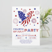 Amerikanische Unabhängigkeitstag Party Roter und B Einladung (Stehend Vorderseite)