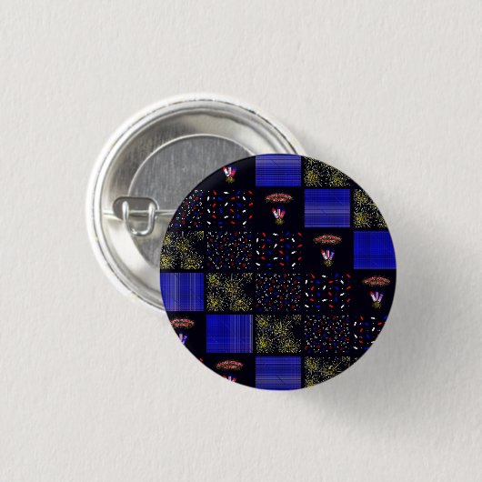 Amerikanische Unabhängigkeitstag Patchwork Pattern Button (Vorne & Hinten)