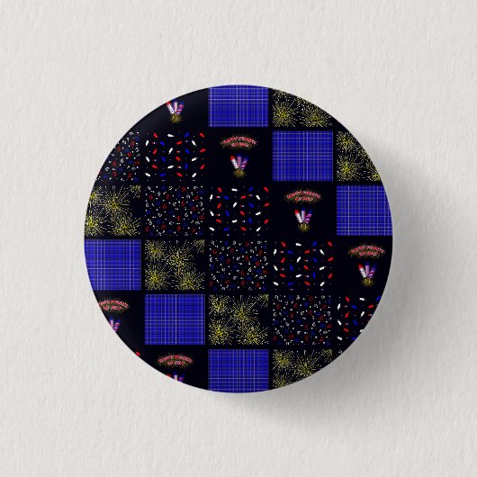 Amerikanische Unabhängigkeitstag Patchwork Pattern Button (Vorderseite)