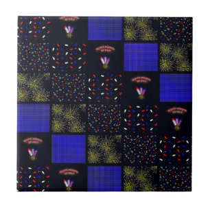 Amerikanische Unabhängigkeitstag Patchwork Pattern Fliese